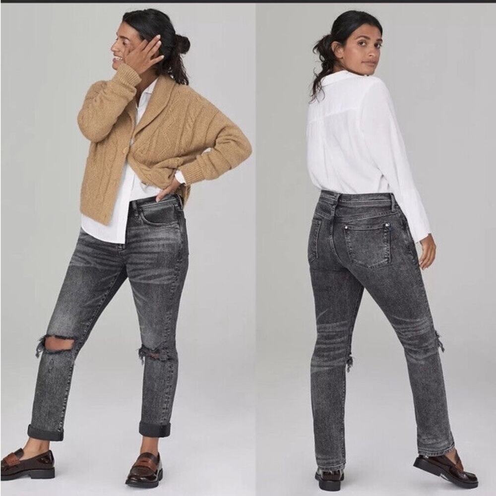 Anthropologie Picro Slim Boyfriend Distressed Jeans Washed Black Size 26
